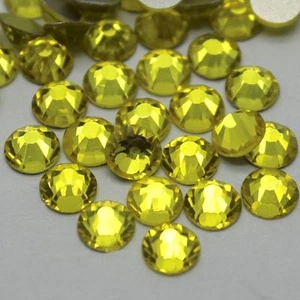 Lemon Yellow - High Quality Nail Art Shiny Flat Back Glass Rhinestone ss3-ss34 - Picture 1 of 1
