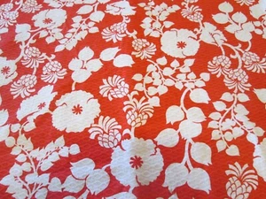 Red/ white Vintage Cotton Blend Heavily Textured Fabric 2 Yards by 44" - Picture 1 of 6
