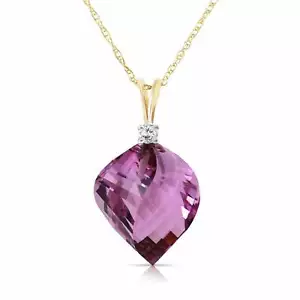 "Collar de diamantes de amatista redondo de oro amarillo de 14""-24" - Imagen 1 de 5