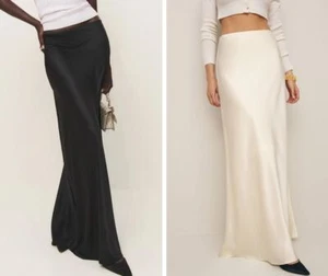 Women Reformation High Waist Satin A-line Midi Skirt - Picture 1 of 17