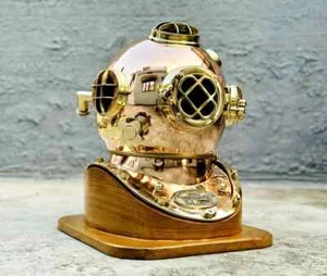 Copper Brass Diving Helmet | US Navy Deep Sea Divers Helmet Nautical Collection - Picture 1 of 10