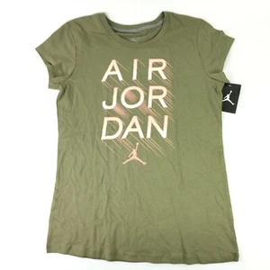 Nike Kids Air Jordan Graphic T-Shirt Girls 2XL 14-16 YRS Trooper Green-Pink NEW - Picture 1 of 4