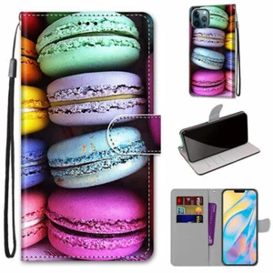 Luxury Macaron Cake Flip Wallet Cover Case For S7 S8 S9 S10 S20 S21 Note 20 A50 - Picture 1 of 12