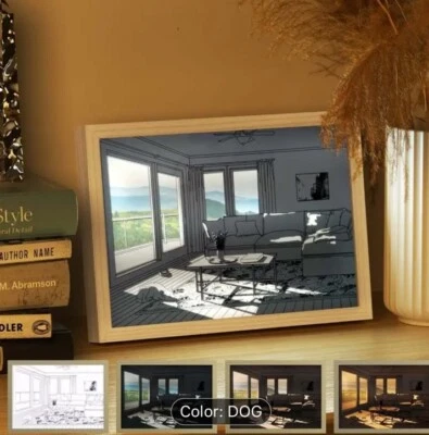 Light Up Picture Frame LED Lighting Painting Decor - Dog Basking In Son - Image 1 of 2