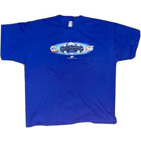 VTG NAPA Racing Martin Truex Jr. 56 NASCAR Double-Sided Blue T-Shirt Men's 2XL Cover