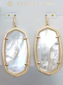 Kendra Scott Gold Plated Danielle Statement Earrings in Ivory Mother of Pearl - Picture 1 of 3