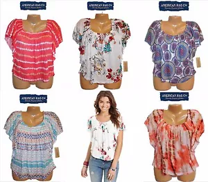 Neu mit Etikett $ 36,00 Gr. XS, M, XL American Rag Damen Top Bluse Flatterärmel weiß Off + - Bild 1 von 1
