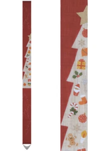 Kyoto Tapestry Wall Hanging Handpainted Linen Christmas Tree Winter Red - Picture 1 of 9