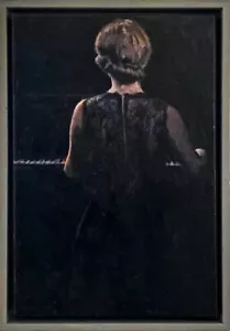 ORIGINAL WILLIAM OXER "Moonlight Sonate" Klavier schöne Frau ländliches Gemälde - Bild 1 von 1