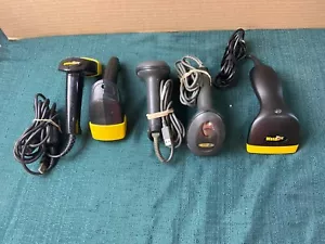 Lot of 5 Wasp scanners with cables WLS9500 (2), WCS3950 (1), and WLR-7100 (2) - Picture 1 of 7