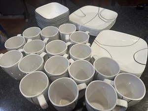 CORELLE Square SIMPLE LINES dinnerware set ***Service For 12+Set Of 54! - Picture 1 of 4