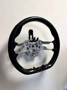 2014+ Mustang S650 Base GT Dark Horse Real Carbon Fiber Leather Steering Wheel - Picture 1 of 8