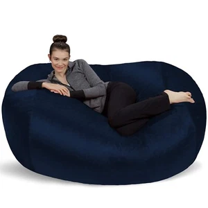 Sofa Sack Bean Bag Chair Cover, 6-Feet, Navy 6 ft Lounger Navy - Cover Only - Picture 1 of 4