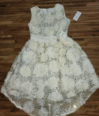 Nuevo con etiquetas Vestido Ediciones Raras Embellecido Brillo Alto Bajo Niñas Talla 12 Navidad Boda Foto 1 de 4