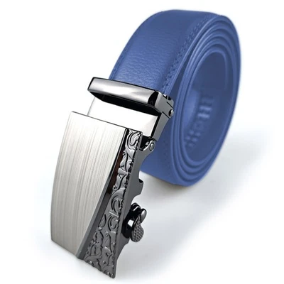 Cinturones de trinquete de cuero genuino para hombre con hebilla automática ajustable Foto 1 de 4