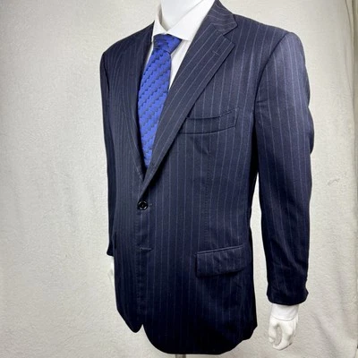 Cesare Attolini Suit Navy - Blue/white Pinstripe Cashmere Blend Sz 52IT 42US - Image 1 of 4