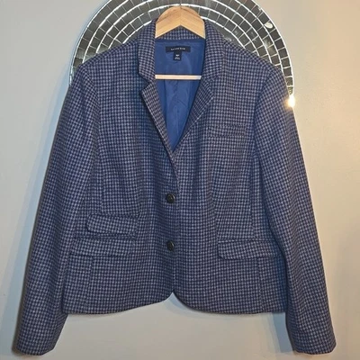  Blazer Lands' End lã Houndstooth crista botão bolso forrado jaqueta novo sem etiquetas - Imagem 1 de 4
