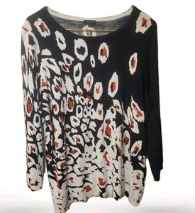 🐆TALBOTS Leoprint Strick Oberteil Pullover leichter Pulli 3/4 Ärmel Gr. L - Bild 1 von 4