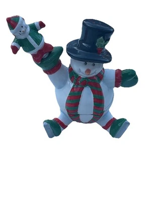 Juego de servir de cerámica con tazón y esparcidor de Navidad muñeco de nieve Avon Foto 1 de 3