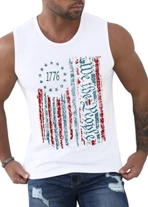 American Flag Tank Tops for Men 4th of July Shirts Patriotic Sleeveless Muscl... - Picture 1 of 4