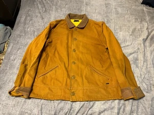 Scotch Soda Men XL Brown Chore Jacket Coat Buttons Brown Distressed - Picture 1 of 9