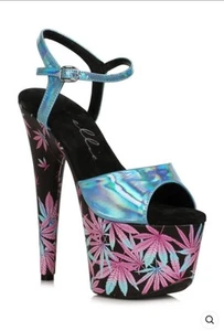 Pink Black Platforms Weed Marijuana Print Stripper Pole Dancer High Heels Shoes - Picture 1 of 1