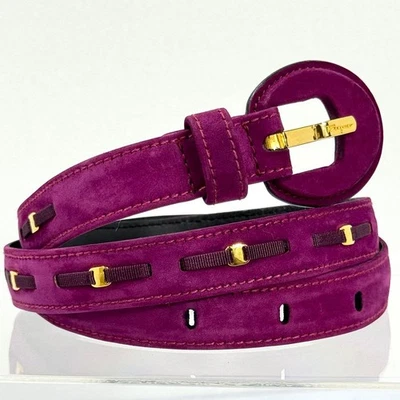 [Vara x 14 piezas] Cinturón Ferragamo Vara diseño gamuza cuero morado Foto 1 de 4