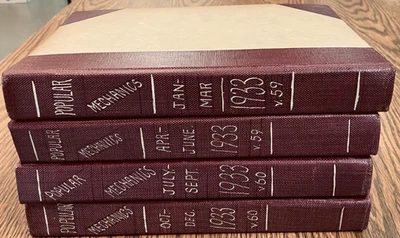 VTG Popular Mechanics Magazine, 1933 Jan-Dec 12 issues, Bound in 4 Volumes - Image 1 of 2