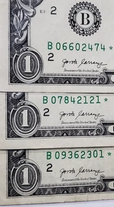 Billete de $1 serie 2017A billete de un dólar billete STAR LOTE DE (3) FRB "B" Nueva York, NY - Imagen 1 de 3