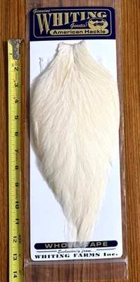Capa de gallo americano Whiting, blanca, atar moscas Foto 1 de 2