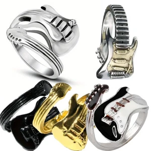 Guitar Open Ring Adjustable Resizable Music Instrument Jewelry - Picture 1 of 14