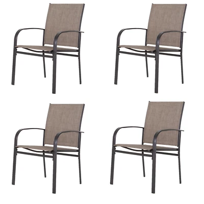 Patio Chairs Set of 4 Outdoor Dining Chairs High Back Armchairs for Garden Yard