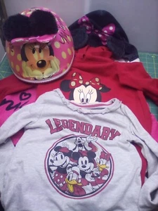 minnie mouse fleece hoodie ls shirt towel with hood bike helmet lot - Picture 1 of 21