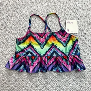 So Tankini Swim Top Girls 10 Colorful UV Protection 50+ Peplum Beach New NWT - Picture 1 of 8