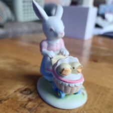 Lefton Vintage Porcelaine Easter Bunny w Stroller Figurine Tag Holiday Decor 