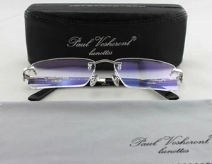 Paul Vosheront PV314R C02 Silver Metal Carbon Fiber Frame Demo Lens Eyeglasses - Picture 1 of 11