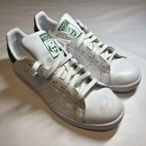 Adidas Stan Smith Trainers Men's 8.5 White Green Trim Leather Sneakers Classic - Picture 1 of 9