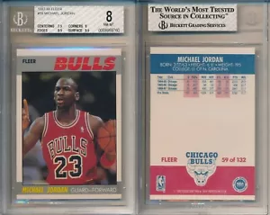 Michael Jordan Bulls HOF 1987 Fleer # 59 BGS 8 (NM-MT) x760 2 x 9.5 - Imagen 1 de 1