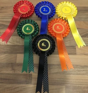 1st to 6th 2 Tier Spotted Rosettes Large 68mm Centres *FREE POSTAGE* - Picture 1 of 1