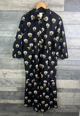 Anthropologie Maeve The Bettina Midi Dress Size Small Black Floral Shirt Tiered - Image 1 of 4