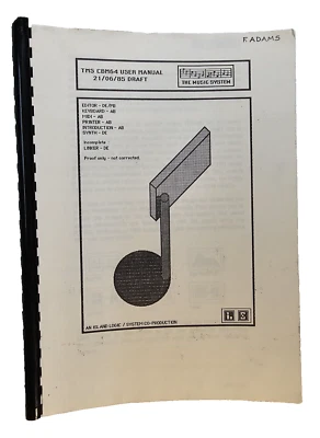 The Music System for Comodore 64 User Manual 21/06/85 Draft Uncorrected Proof - Image 1 of 4