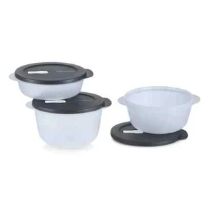 Juego de tazones grandes para microondas Tupperware cristalwave 6 piezas gris transparente y negro gris tapa - Imagen 1 de 8
