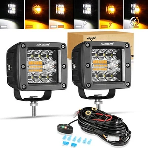 Cubo vainas LED de 3 pulgadas AUXBEAM 2 piezas luz de trabajo estroboscópica ámbar punto blanco todoterreno - Imagen 1 de 12