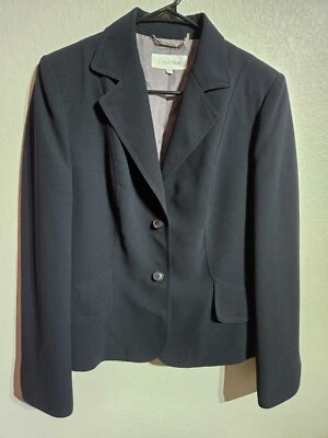 Abrigo blazer para mujer Calvin Klein talla 10 negro púrpura interior abotonado vestido top Foto 1 de 4