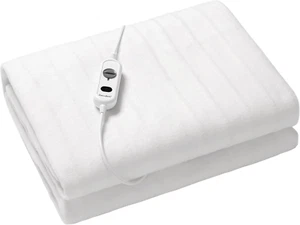 Dual Control Washable Fitted Electric Blanket 3 Heat Setting White King Single - Picture 1 of 10