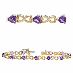 14k Yellow Gold 3.95ctw Amethyst Hugs & Kisses Bracelet - Picture 1 of 2