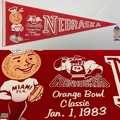 1983 Nebraska Cornhuskers Lincoln Football University Pennant 12x30 Orange Bowl - Image 1 of 4