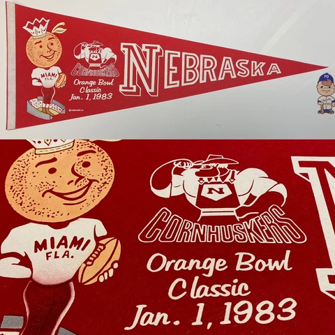 1983 Nebraska Cornhuskers Lincoln Football University Pennant 12x30 Orange Bowl Cover