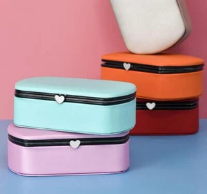 Portable Jewelry Box Organizer Leather Jewellery Ornaments Case Travel Storage - Picture 1 of 20