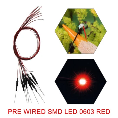 20pcs Pre-wired 30awg Wire SMD LED 0603 Light Lamps with Resistor for 12V - Image 1 of 4
